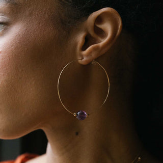 Crystal Ball Hoops - 10mm Gemstone Hoops
