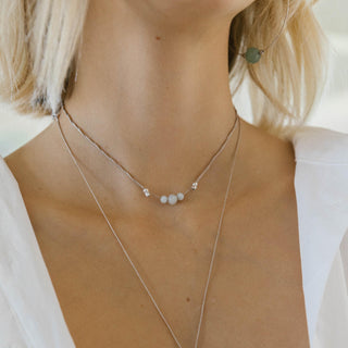 Gemstone Trio - 4mm and 6mm Gemstone Silk Slider Necklace