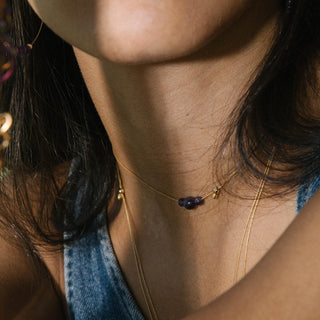 Gemstone Trio - 4mm and 6mm Gemstone Silk Slider Necklace