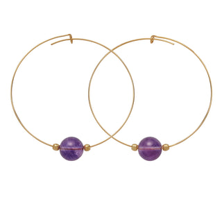 Crystal Ball Hoops - 10mm Gemstone Hoops