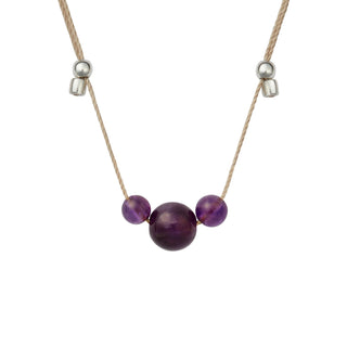 Gemstone Trio - 4mm and 6mm Gemstone Silk Slider Necklace