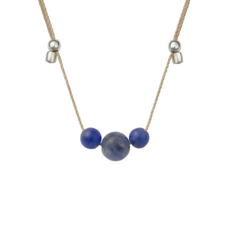 Gemstone Trio - 4mm and 6mm Gemstone Silk Slider Necklace