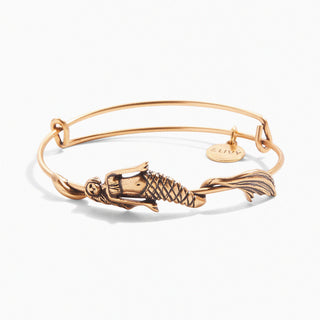 Mermaid Symbol Wrap Expandable Bangle in Antique Gold