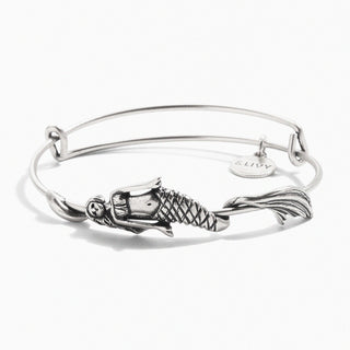 Mermaid Symbol Wrap Expandable Bangle in Antique Silver