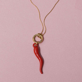 Red Italian Horn Expandable Necklace