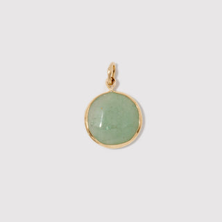 Round Green Aventurine Charm Gold — genuine green gemstone for luck and balance.