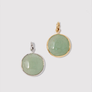 Round Green Aventurine Charm — genuine green gemstone for luck and balance.