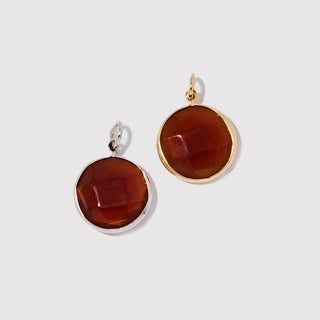 Round Carnelian Charm — genuine orange  red gemstone for creativity and confidence.