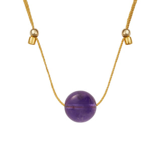 Crystal Ball Silk Slider - 10mm Gemstone Necklace