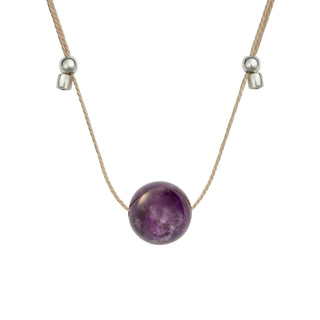 Crystal Ball Silk Slider - 10mm Gemstone Necklace