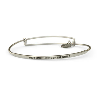 Smile Metal Bracelet | Antique silver posy engraved YOUR SMILE LIGHTS UP THE WORLD