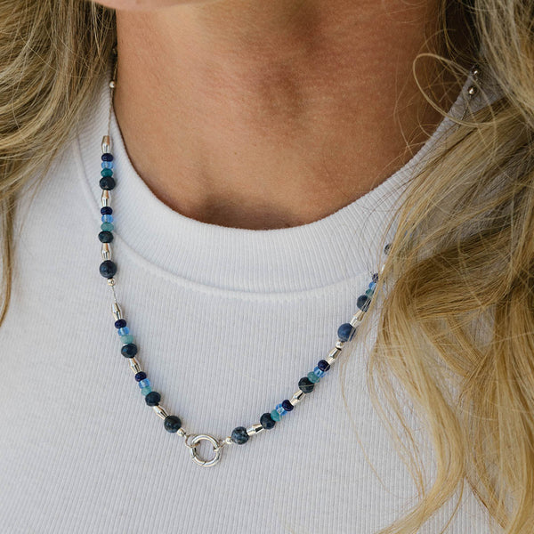 Sodalite Beaded Intention Chain Necklace
